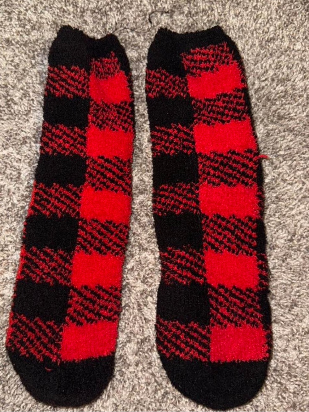 Cozy Red & Black Buffalo Plaid - Lounge Socks